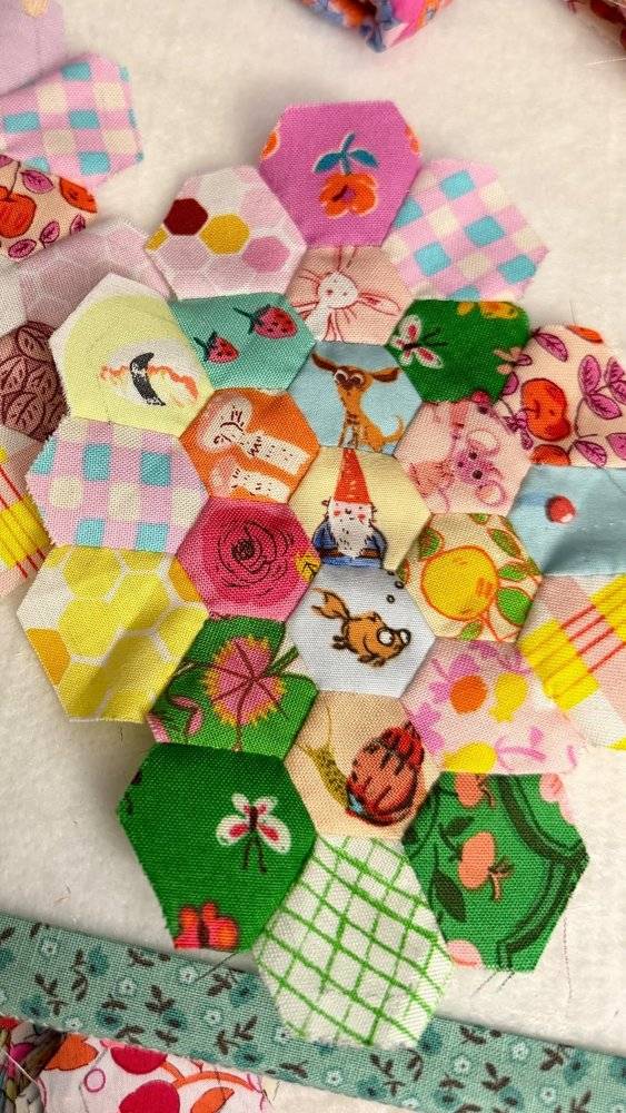 Whimsical Hexagon Fabric Patchwork Project