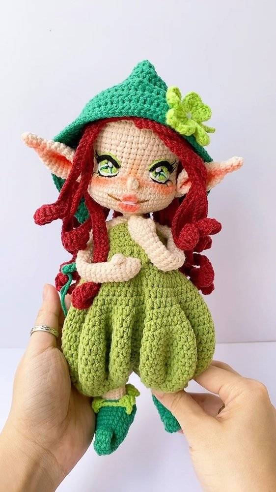 Whimsical Lobelia Flower Fairy Crochet Doll