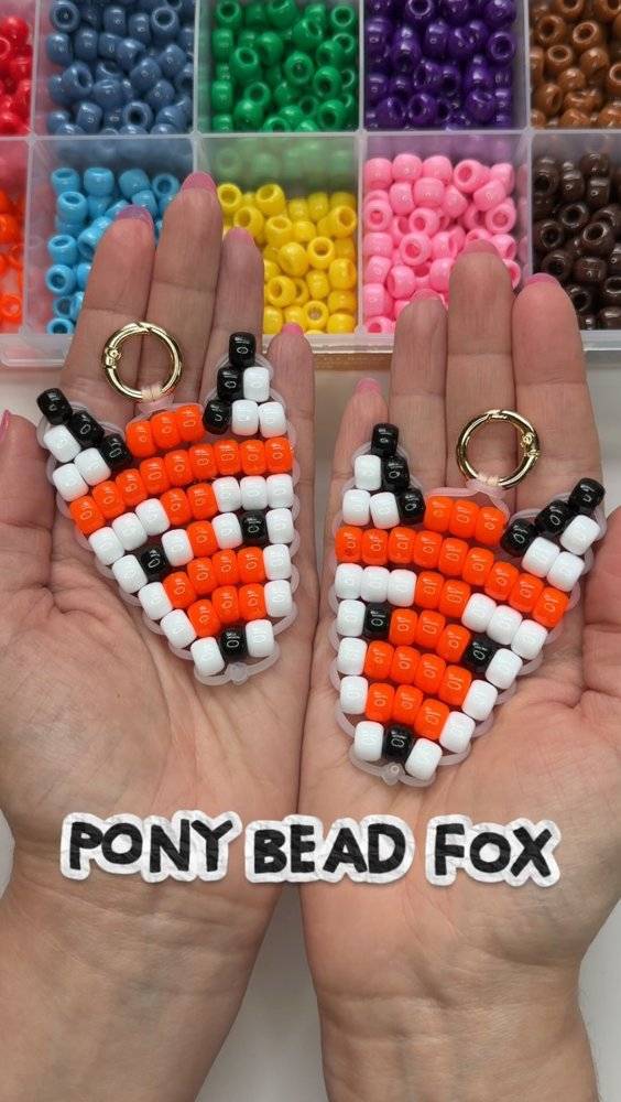 Whimsical Pony Bead Fox Keychain Craft