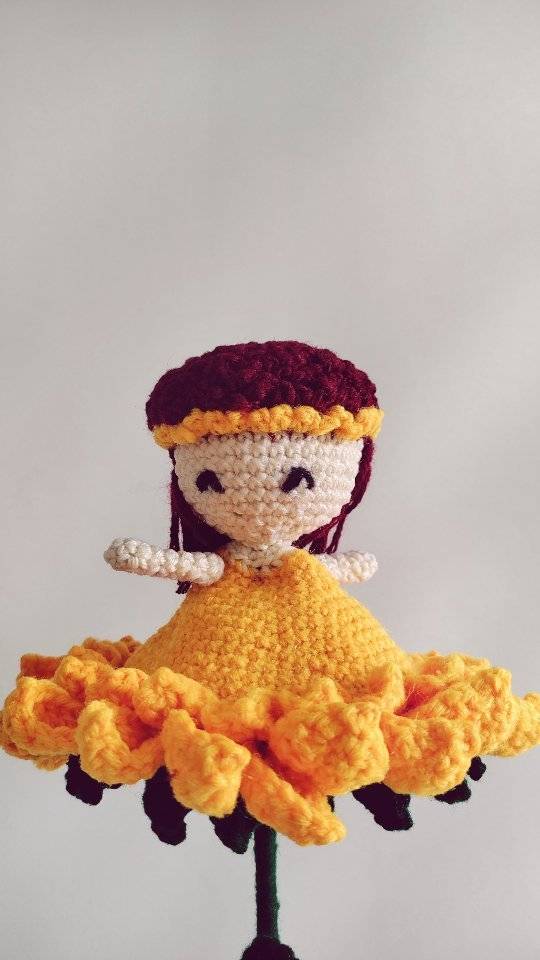 Whimsical Sunflower Fairy Crochet Doll