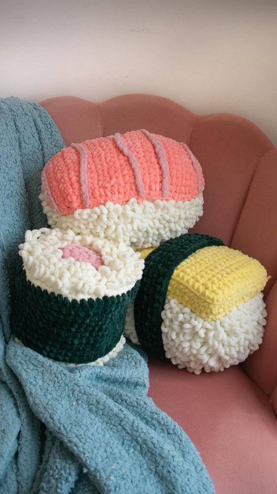 21 Crochet Pillow Patterns Whimsical Sushi Crochet Pillow Collection