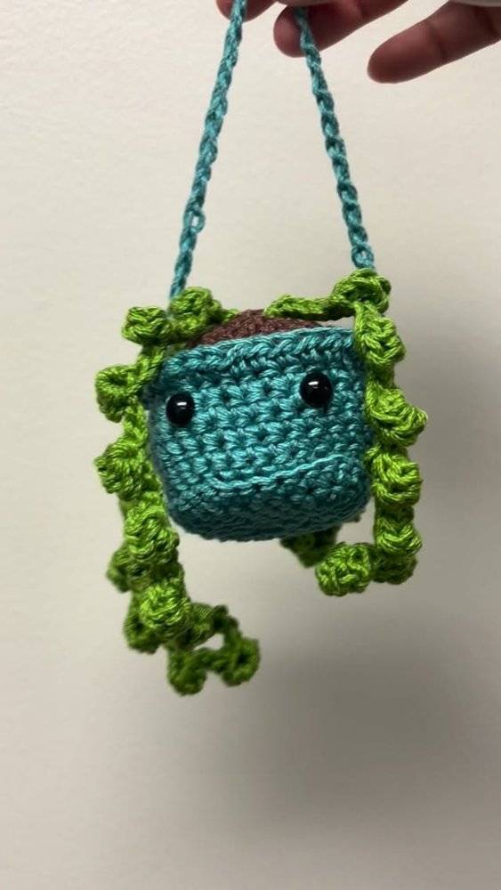 Adorable Crochet String of Pearls Plant Pouch