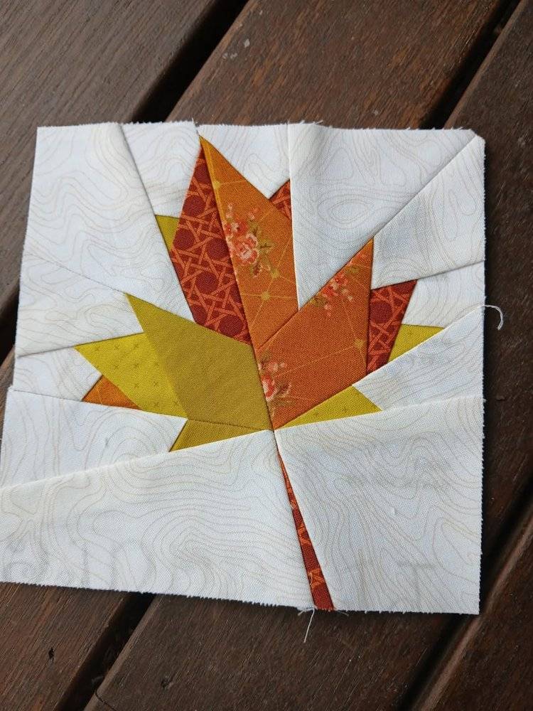 Autumn Maple Leaf Paper Pieced Quilt Block