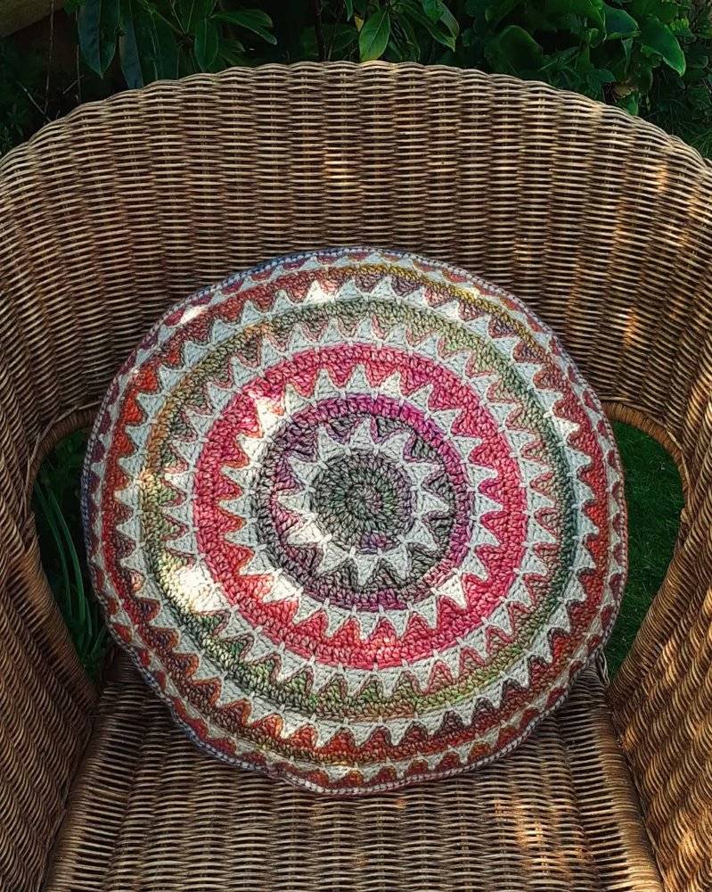 Boho Mandala Crochet Round Pillow Project