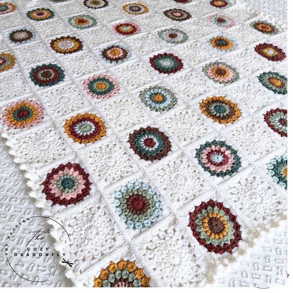 Boho Mandala Square Crochet Blanket