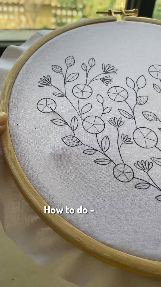 Botanical Outline Embroidery Hoop Art