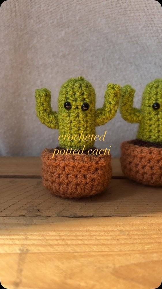 Charming Crocheted Potted Cactus Decor