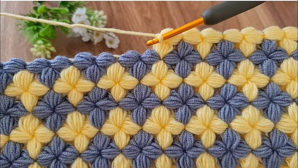 Charming Diamond Puff Stitch Crochet Fabric