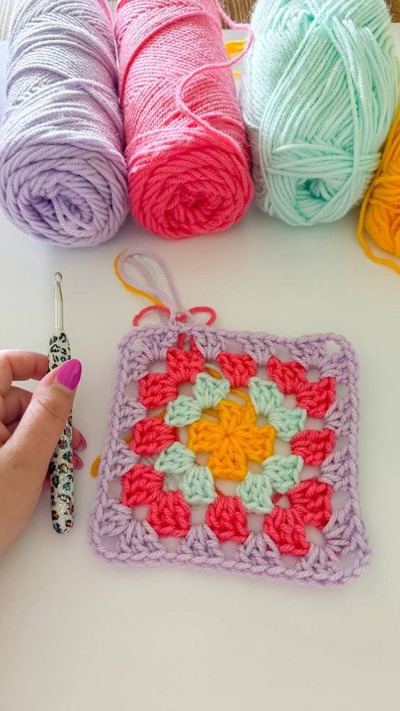 Colorful Crochet Granny Square Project