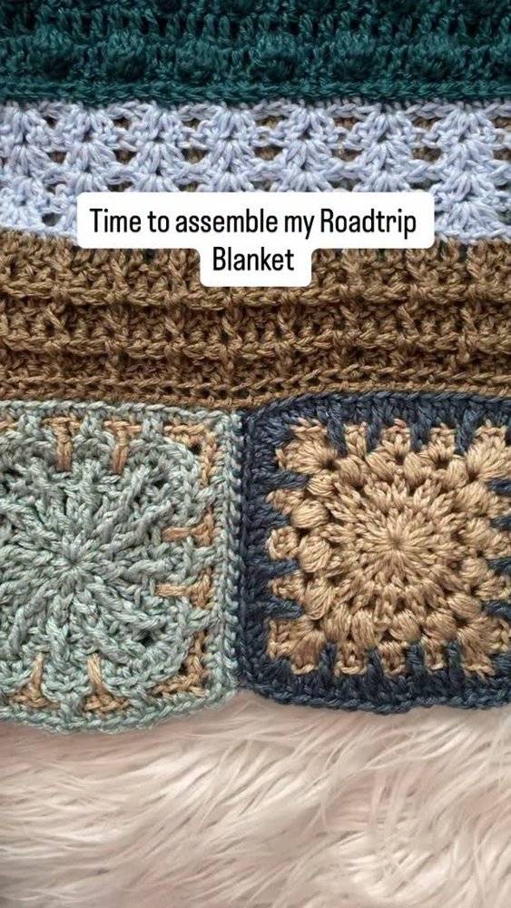 Colorful Crochet Granny Square Roadtrip Blanket
