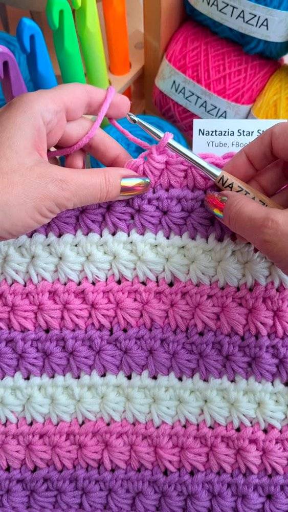 Colorful Crochet Star Stitch Project