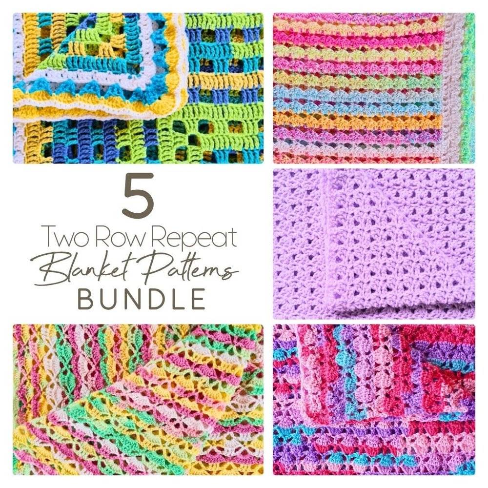 Colorful Crochet Two-Row Repeat Blanket Patterns