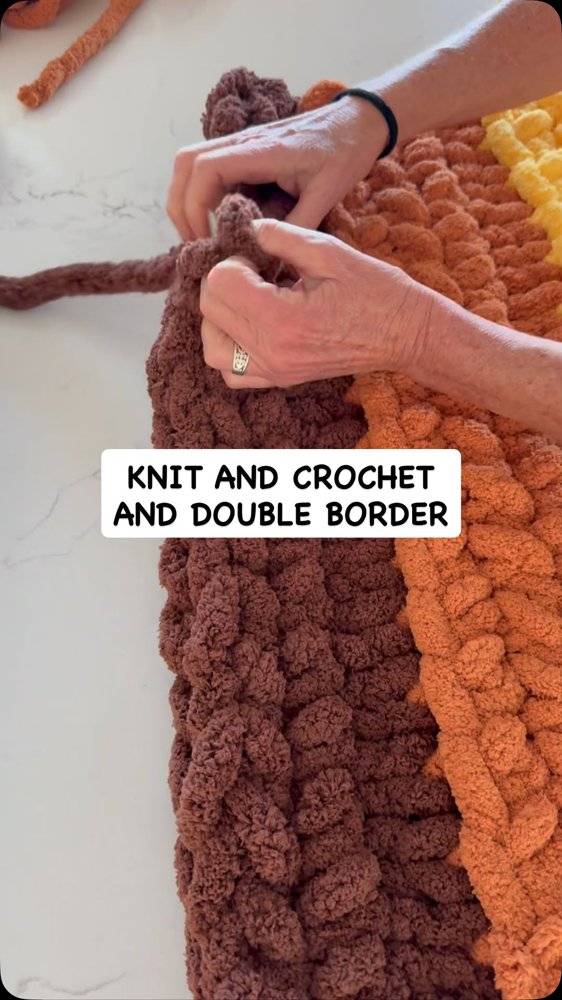 Cozy Chunky Knit and Crochet Blanket with Double Border