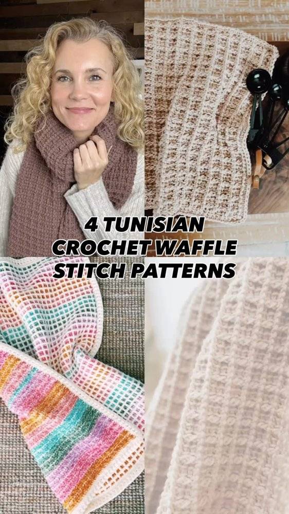 Cozy Tunisian Waffle Stitch Scarf and Blanket Patterns