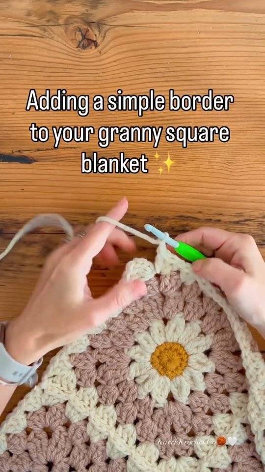 Crochet Daisy Granny Square Blanket with Simple Border