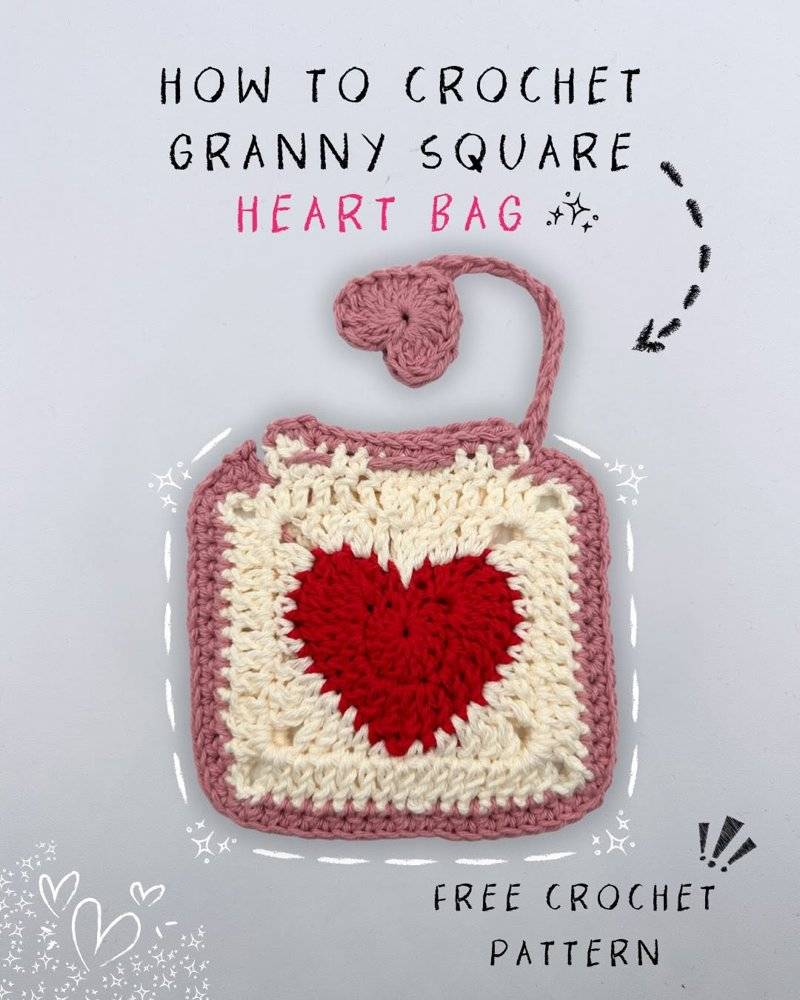 Crochet Granny Square Heart Bag Project