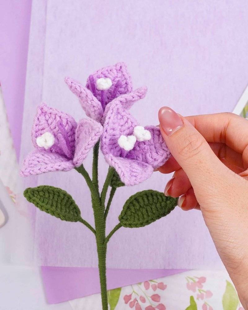 Crochet Lavender Flower Stem and Leaves