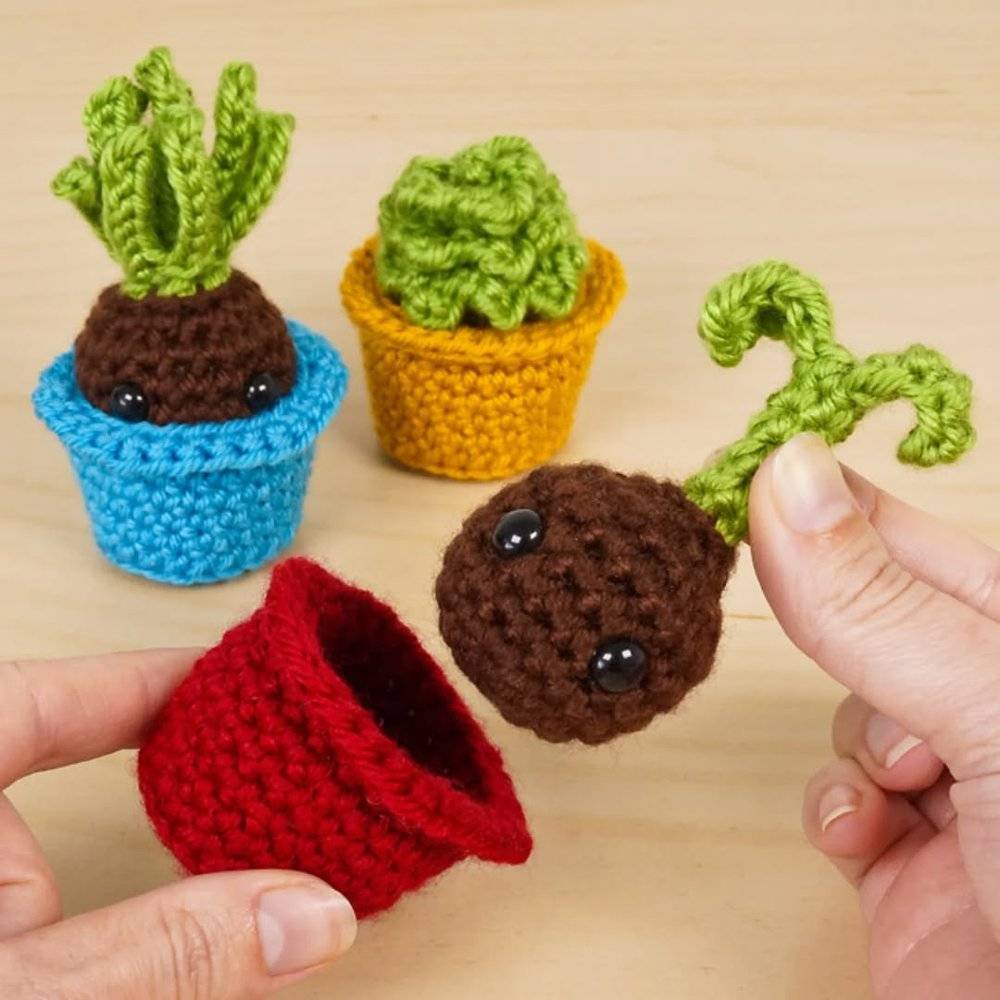 Crochet Potted Plant Amigurumi Trio