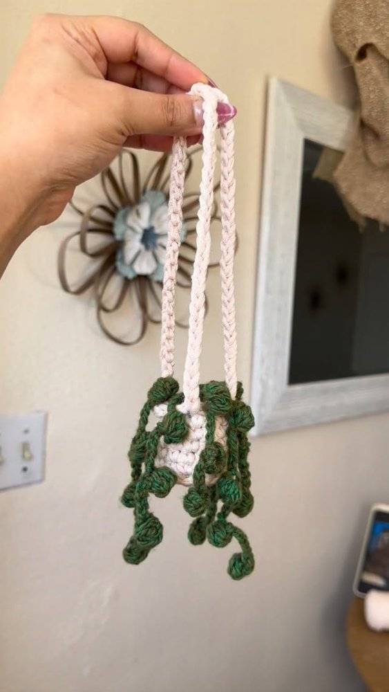 Crochet String of Pearls Plant Hanger