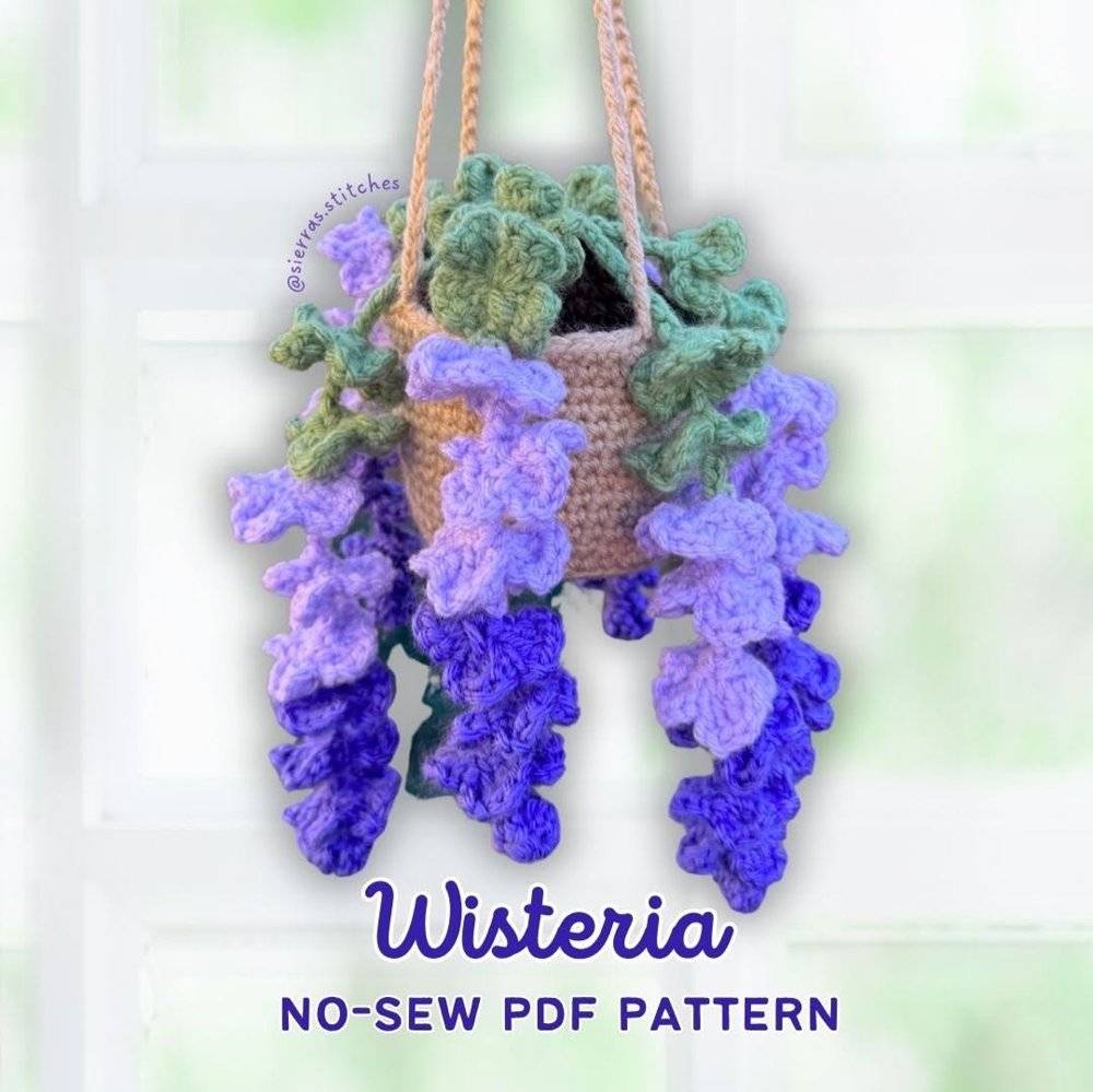 Crochet Wisteria Hanging Plant Decor