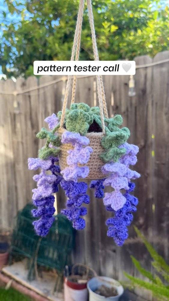 Crocheted Hanging Wisteria Plant Decor