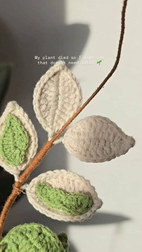 Crocheted Leaf Stem Home Decor Project