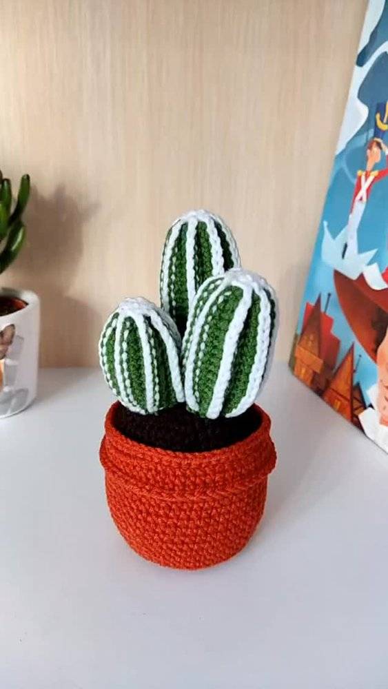 Crocheted Potted Cactus Decor