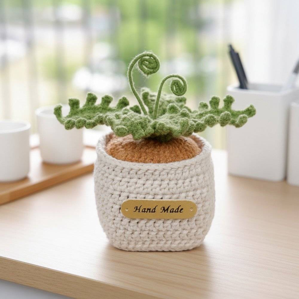 Crocheted Potted Fern Home Decor