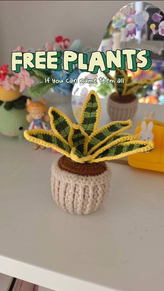 Crocheted Snake Plant Amigurumi Decor