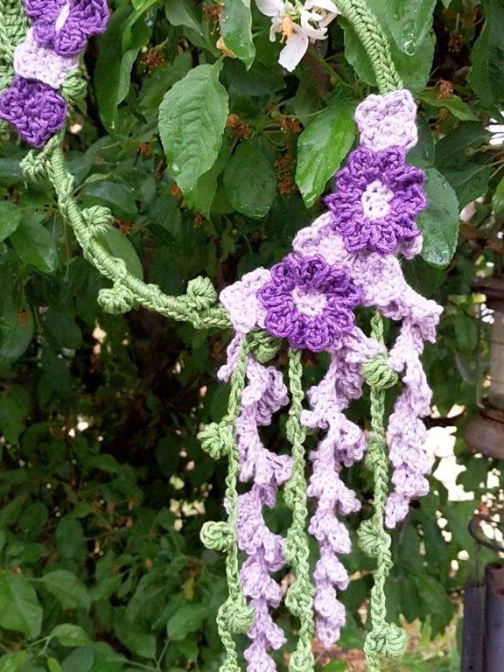 Crocheted Wisteria Garland with Flowers