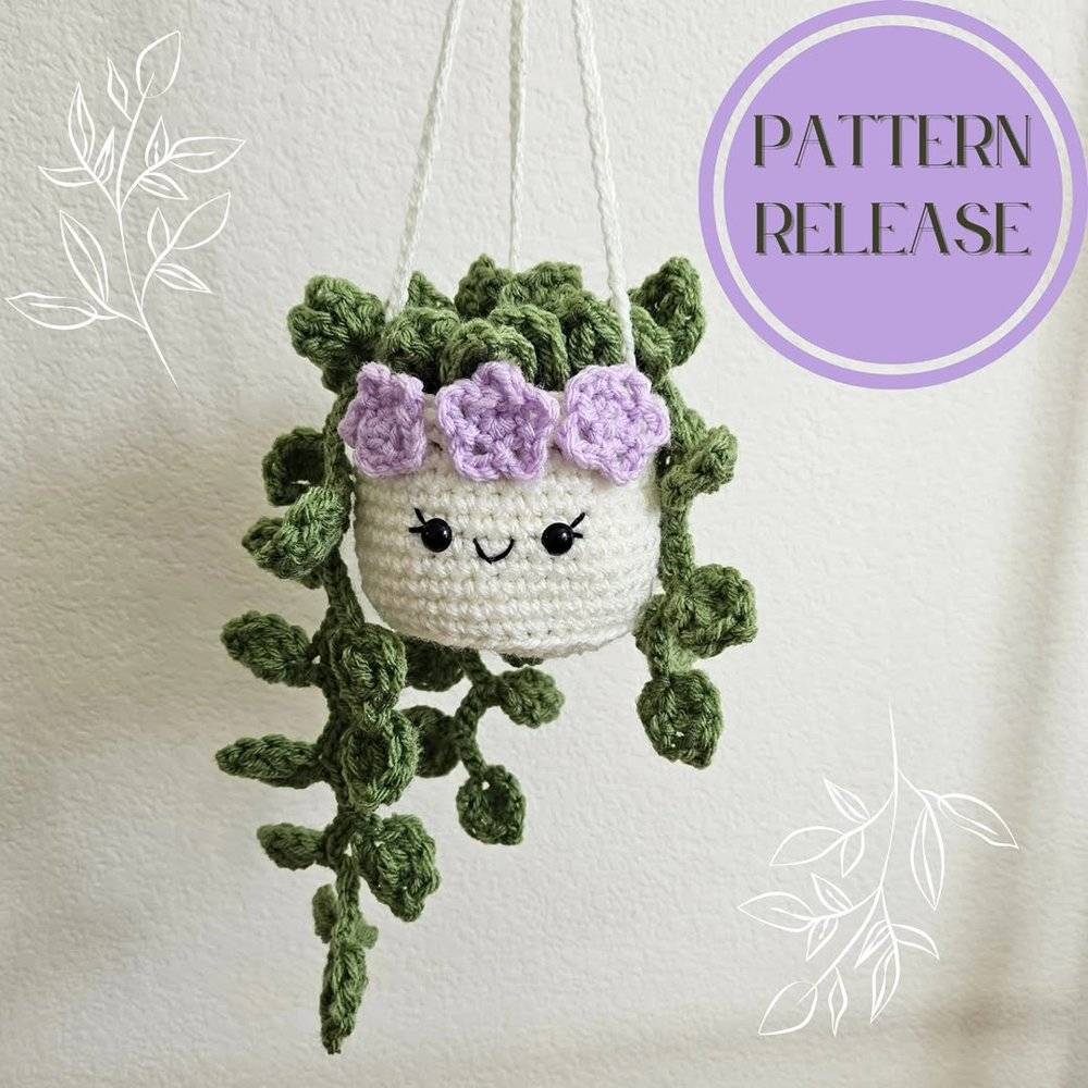 Cute Crochet Hanging Plant Decor