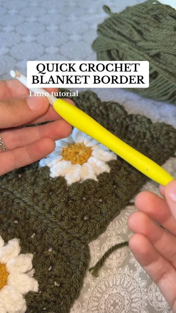 Daisy Granny Square Crochet Blanket Border