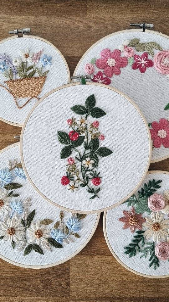 Embroidered Floral Hoop Art Collection