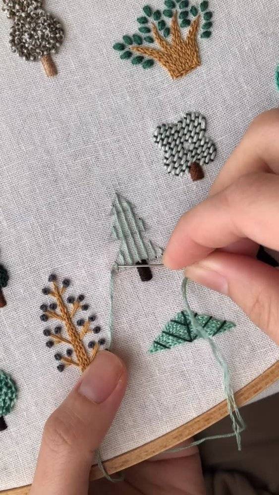 Embroidered Woodland Tree Sampler Project