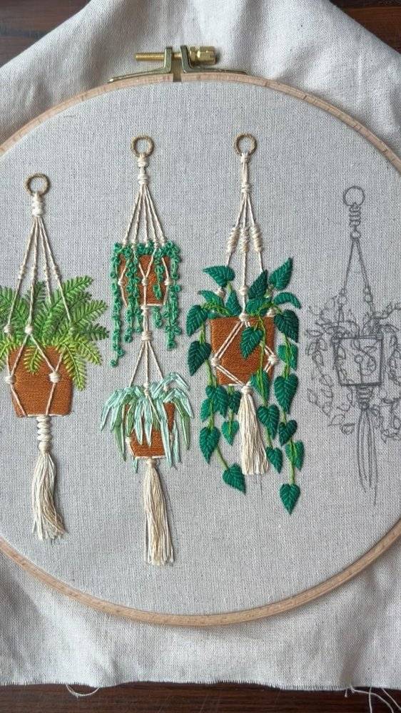 Embroidery Hoop Art: Macrame Plant Hanger Designs