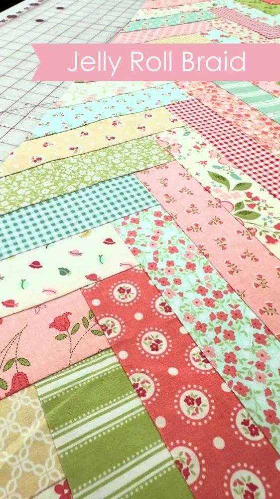 Fabric Jelly Roll Braid Quilt Top
