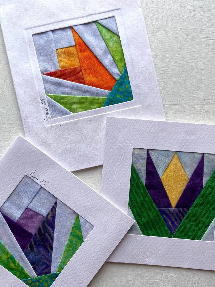 Fabric Scrap Paper Piecing Art Cards