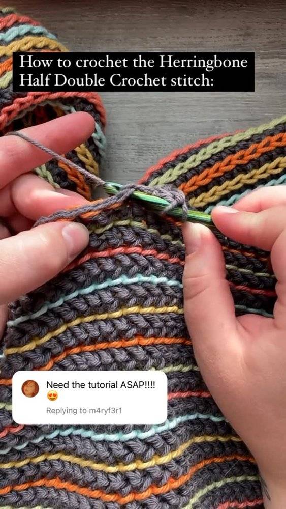 Herringbone Half Double Crochet Stitch Tutorial