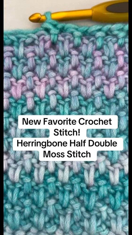Herringbone Half Double Moss Stitch Crochet Fabric