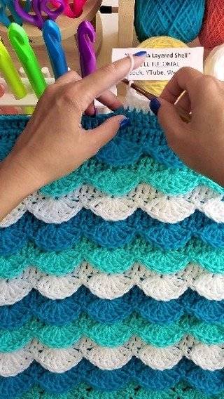 Layered Shell Stitch Crochet Blanket