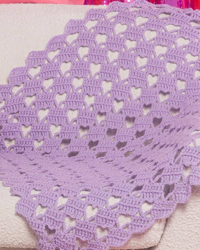 Lilac Crochet Heart Shawl Project