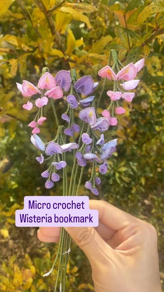 Micro Crochet Wisteria Bookmark Project