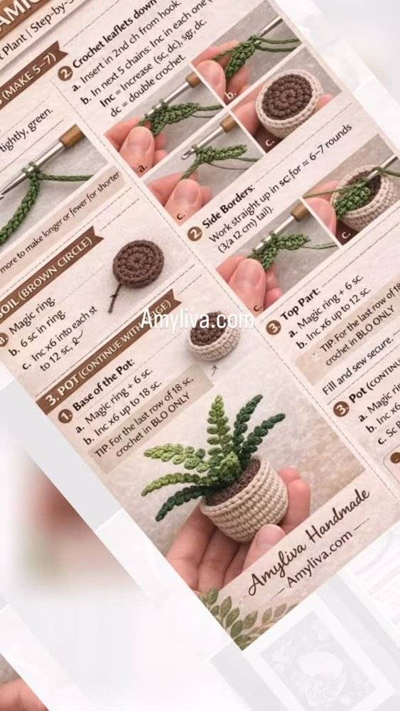 Miniature Crocheted Potted Plant