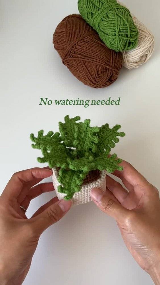 Miniature Crocheted Potted Plant Decor