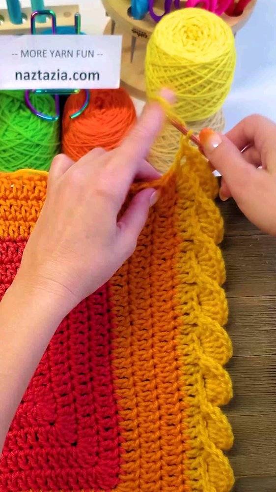 Ombre Crochet Blanket with Scalloped Edging