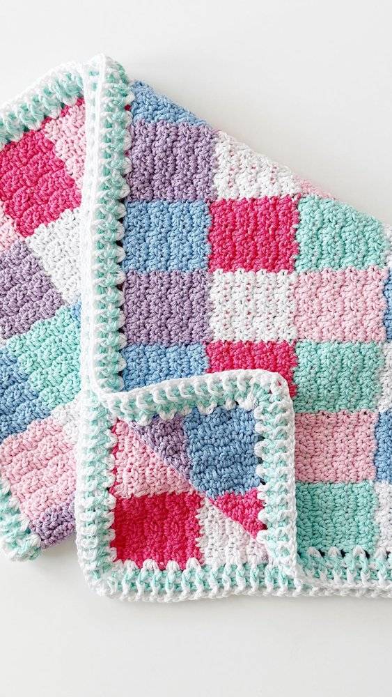 Pastel Patchwork Crochet Baby Blanket