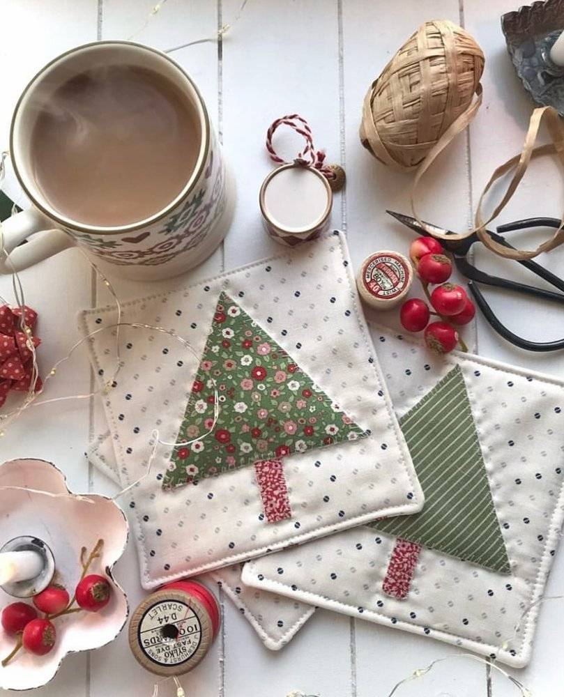 Patchwork Christmas Tree Coasters Craft