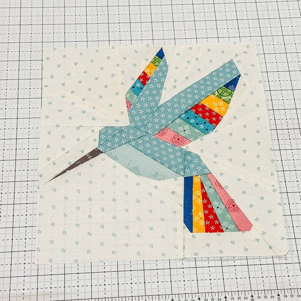 Patchwork Hummingbird Quilt Block