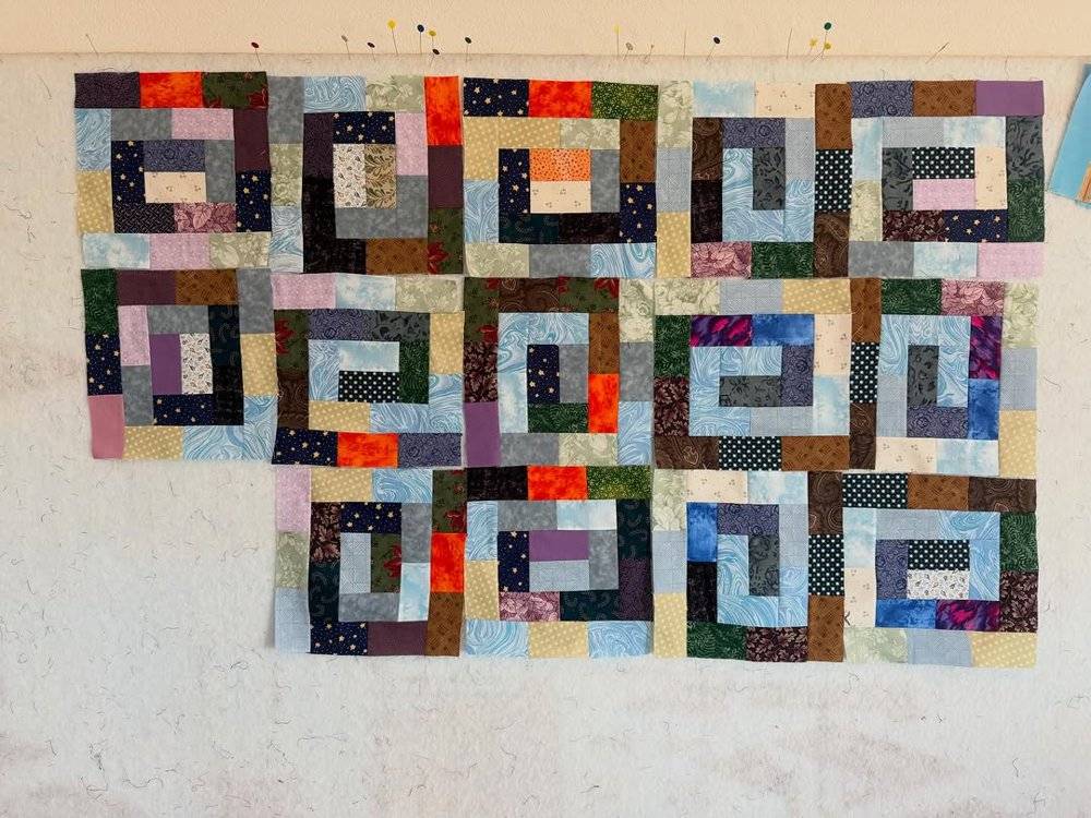 Patchwork Log Cabin Quilt Blocks