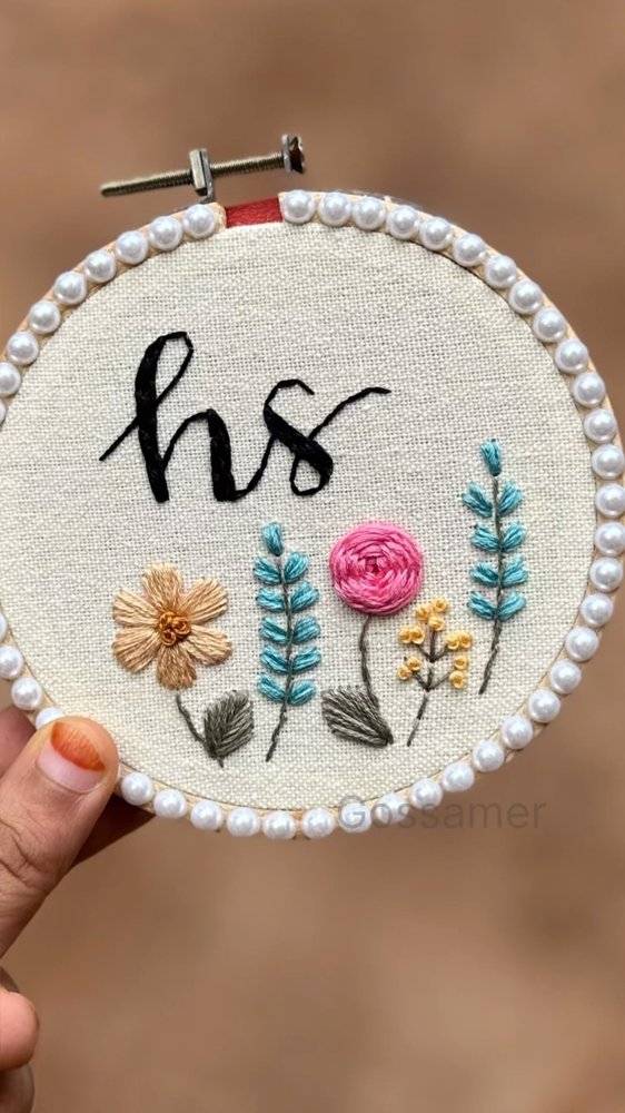 Personalized Floral Initial Embroidery Hoop Art
